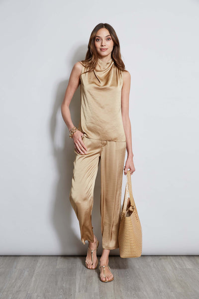 Satin Draped Neck Top Image 4