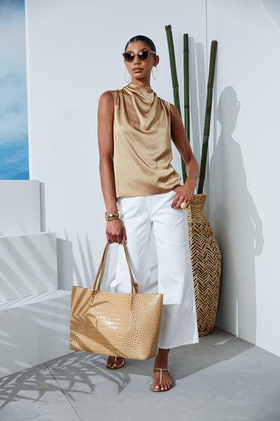 Satin Draped Neck Top Image 2