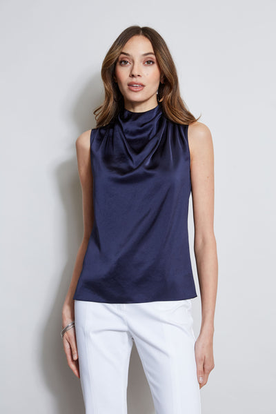 Satin Draped Neck Top Image 1