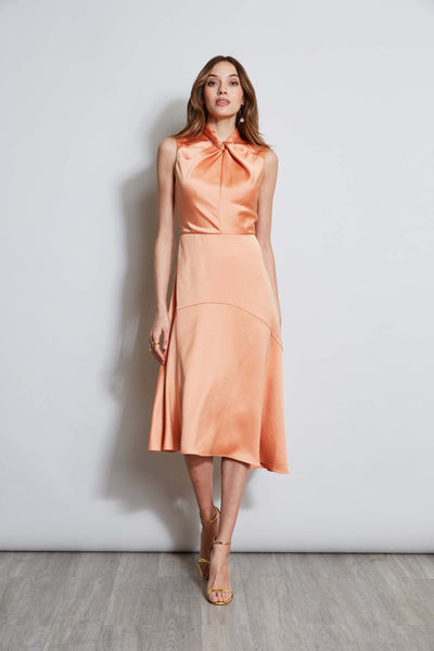 Twist Neck Satin Dress Image 1