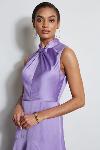 Twist Neck Satin Dress Image 4