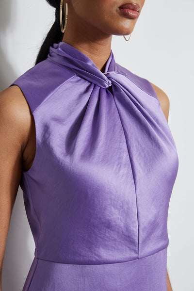 Twist Neck Satin Dress Image 5