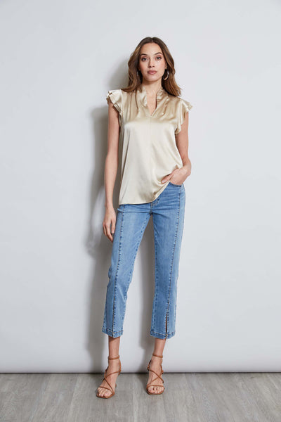 Silk Satin Flutter Sleeve Shirt Image 2