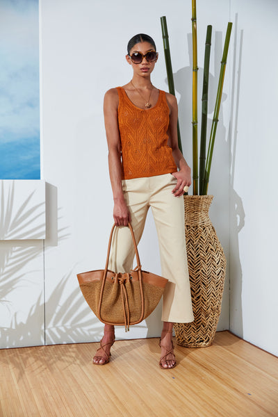 Cotton Crochet V-Neck Sweater Image 4