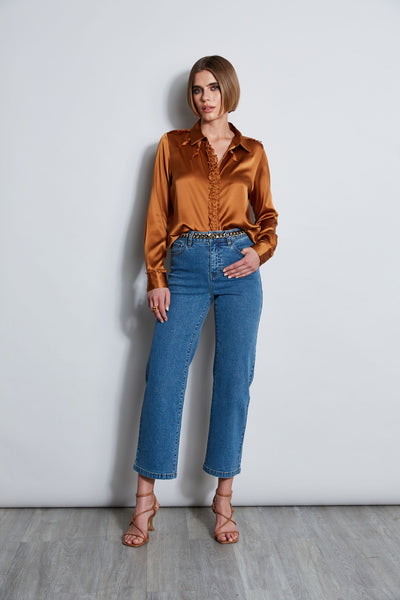 Chiffon Ruffle Silk Satin Shirt Image 4