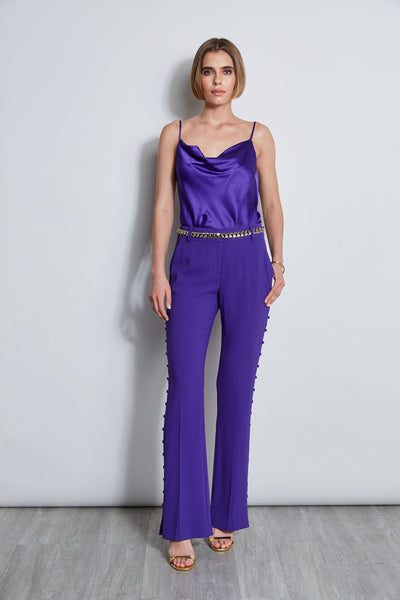 Side Button Crepe Pant Image 3