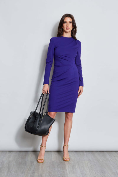Ruched Long Sleeve Knit Dress Image 1