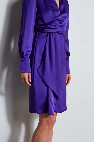 Long Sleeve Satin Wrap Dress Image 4