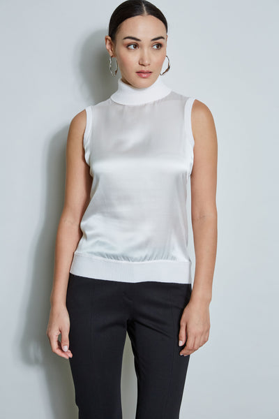 Sleeveless Satin Front Sweater Image 1