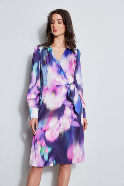 Moire Floral Wrap Dress Image 3