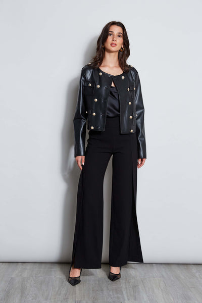 Vegan Leather Crest Button Jacket Image 2