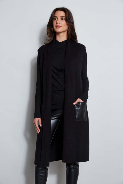 T-Tahari Vegan Leather Pocket Vest Image 1