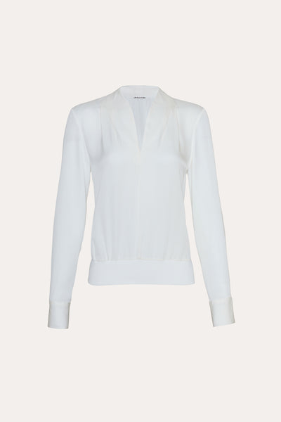 Silk Contour Neck Rib Trim Shirt