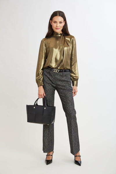 Metallic Draped Neck Shirt Image 5