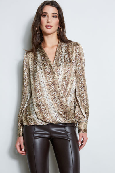 Silk Satin Python Draped Shirt Image 1