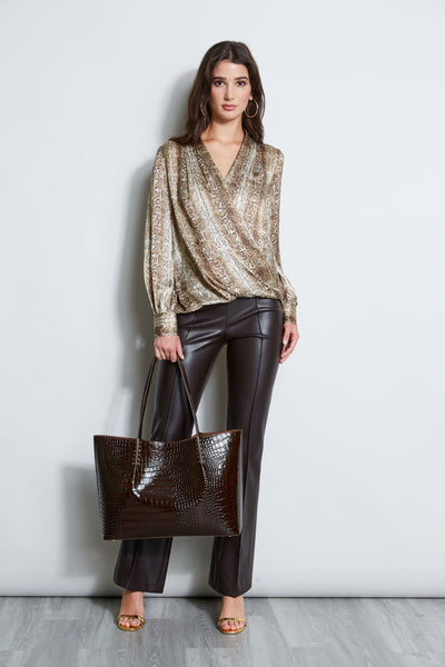 Silk Satin Python Draped Shirt Image 3
