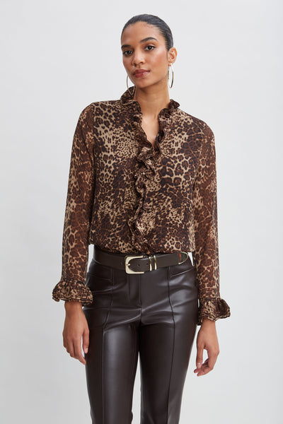 Crinkle Chiffon Safari Blouson Shirt Image 1