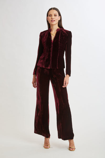 Plisse Velvet Embroidered Jacket Image 3