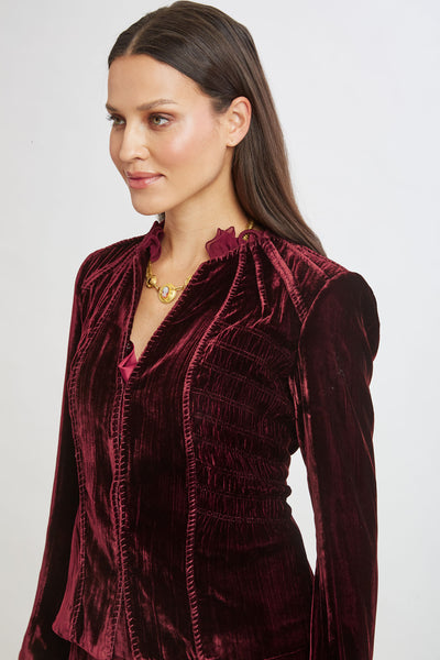Plisse Velvet Embroidered Jacket Image 5