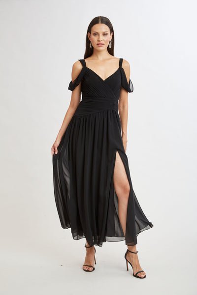 Georgette Cold Shoulder Gown Image 3