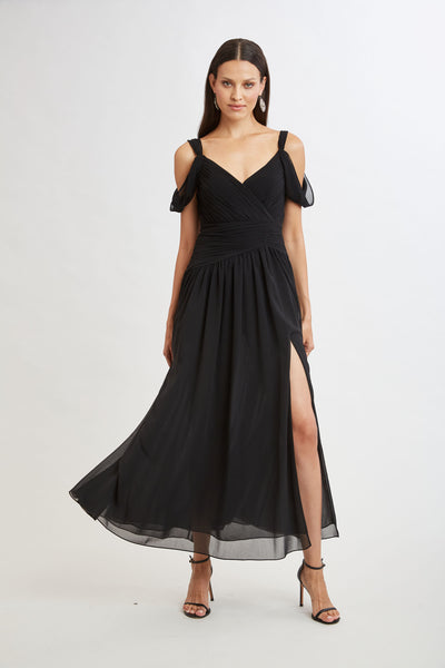 Georgette Cold Shoulder Gown Image 1