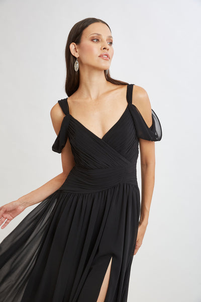 Georgette Cold Shoulder Gown Image 2
