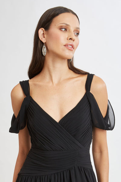 Georgette Cold Shoulder Gown Image 4