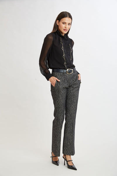 Fit & Flare Metallic Tweed Pant Image 4