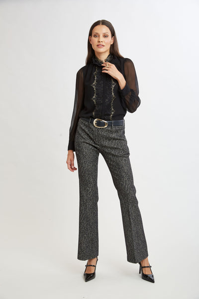 Metallic Lace Trim Silk Shirt Image 3