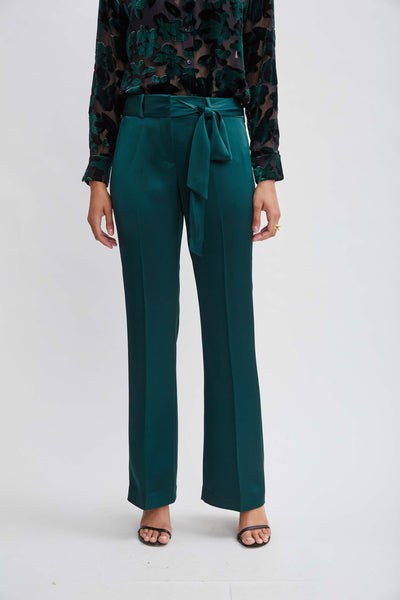 Satin Fit & Flare Sash Pant Image 1