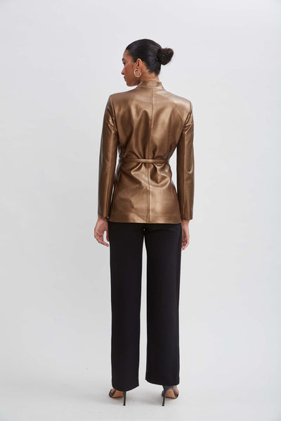 Metallic Vegan Leather Belted Blazer Image 5