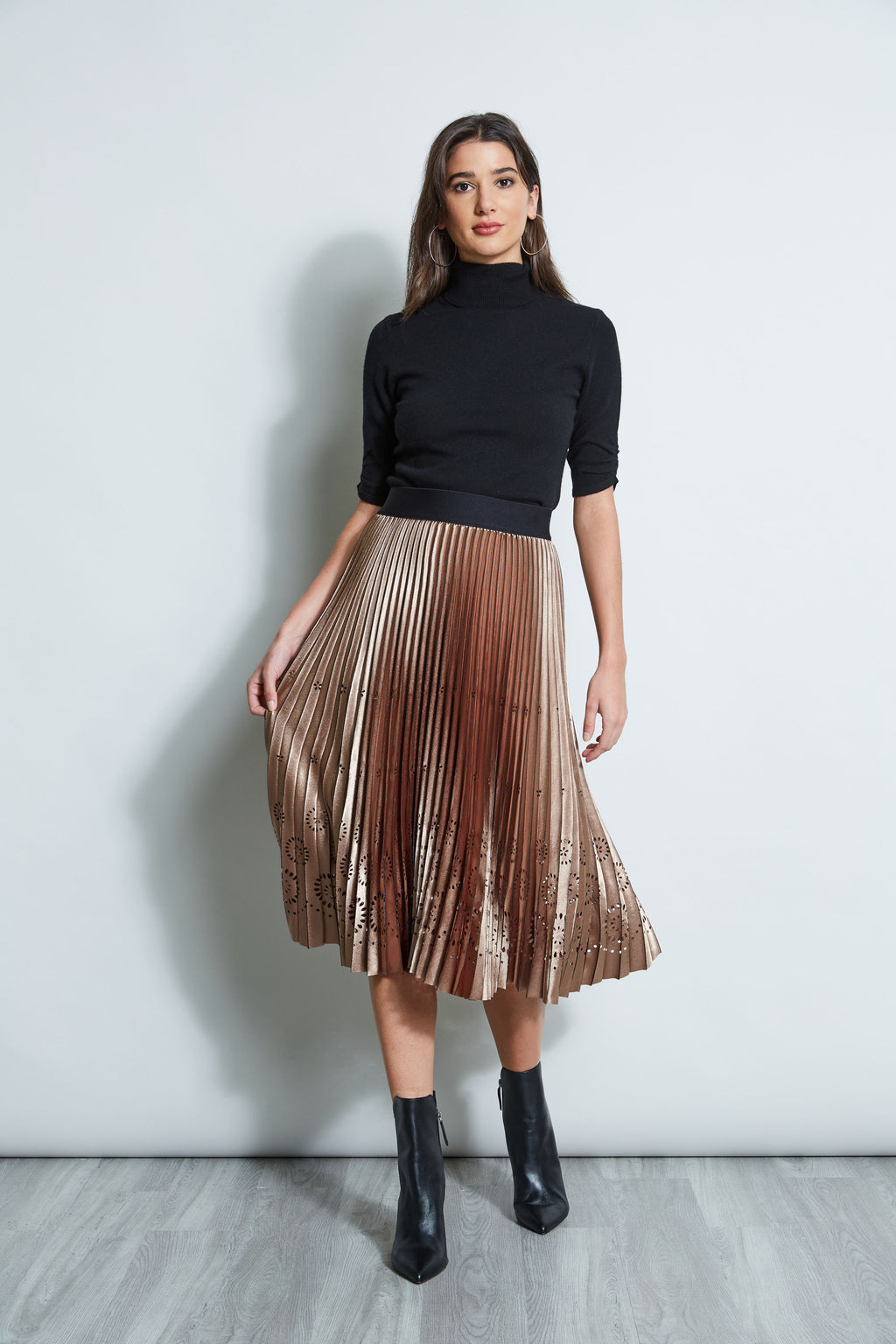 Lasercut Satin Pleated Skirt – Elie Tahari