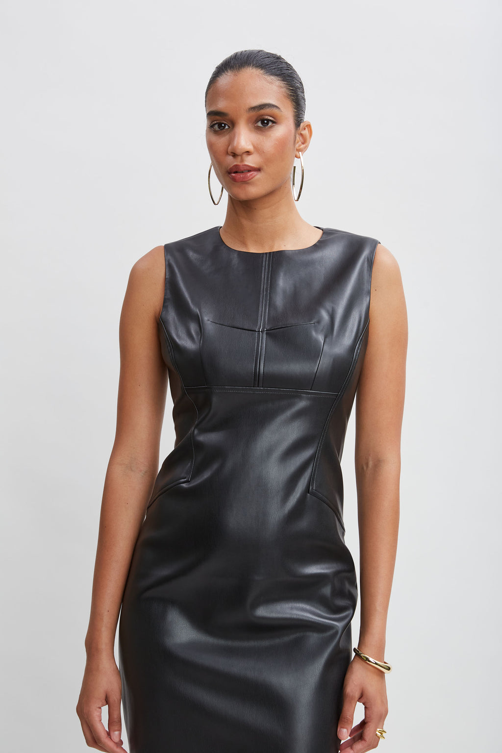 Vegan Leather Side Panel Dress Elie Tahari Vegan Leather Side Panel Dress Elie Tahari