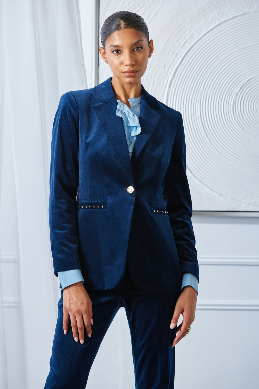 Single Button Velvet Blazer