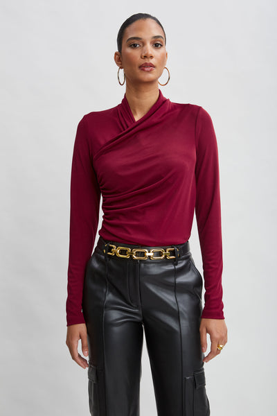 Long Sleeve Ruched Draped Knit Image 1