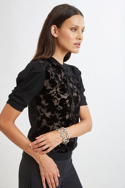 Burnout Velvet Short Sleeve Sweater Image 4