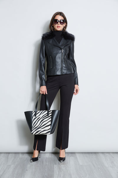 Faux Fur Collar Moto Jacket Image 3