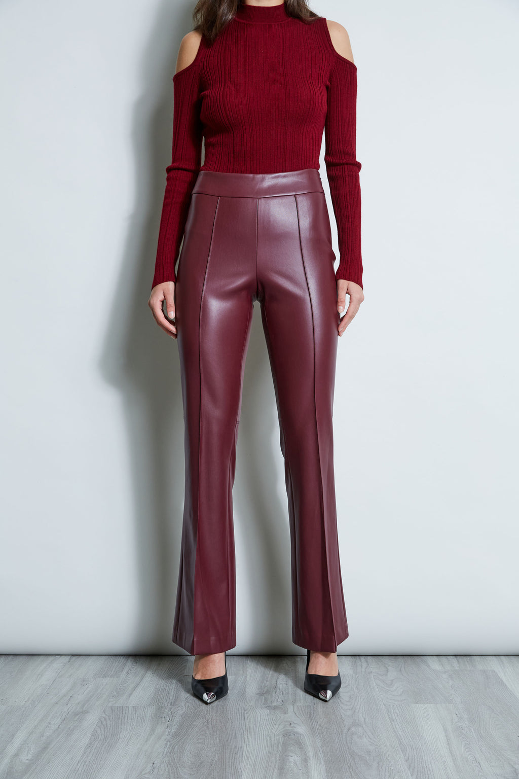 Hit Your Mark Burgundy Vegan Leather Straight Leg Pants