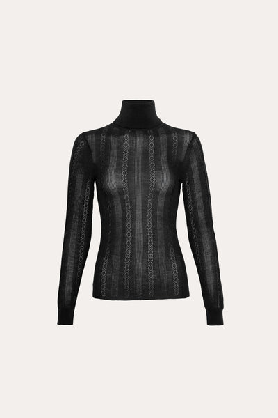 Silk Pointelle Turtleneck Sweater Image 1