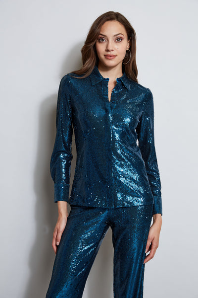 Sequin Button Down Shirt Image 1