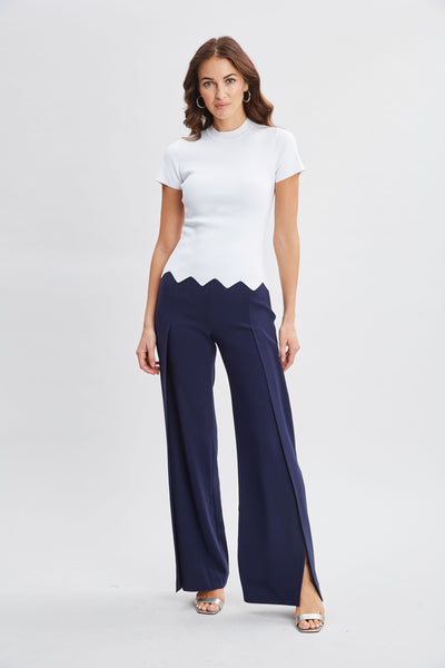 Short Sleeve Scallop Sweater Image 2