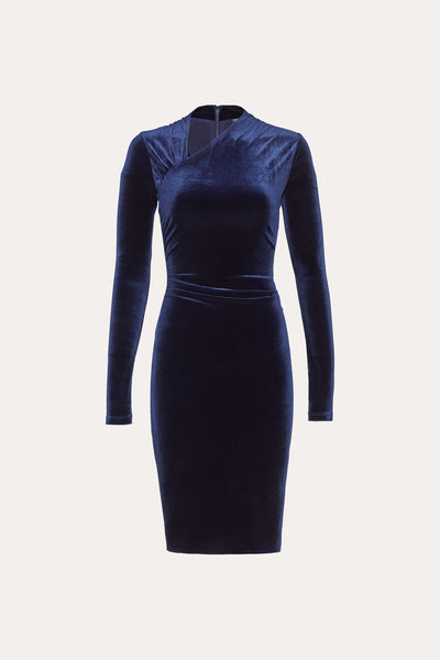 Asymmetric Velvet Dress Image 1