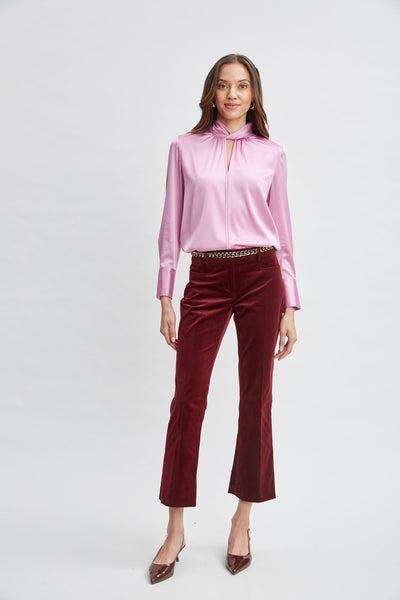 Silk Satin Twist Neck Shirt Image 1
