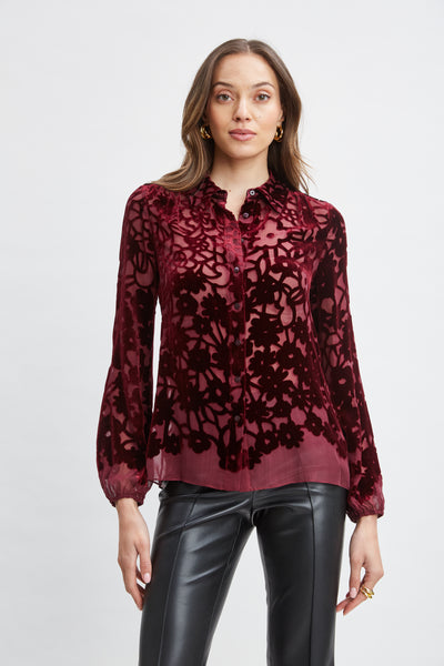 Stencil Burnout Velvet Shirt