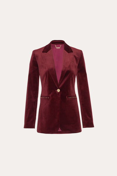 Single Button Velvet Blazer Image 1