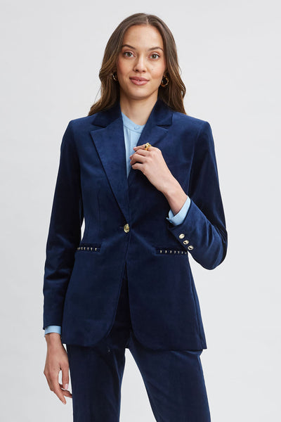 Single Button Velvet Blazer Image 1