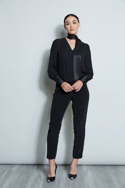 Blouson Satin Tie Shirt Image 2