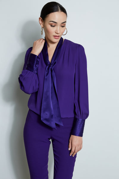 Blouson Satin Tie Shirt Image 1