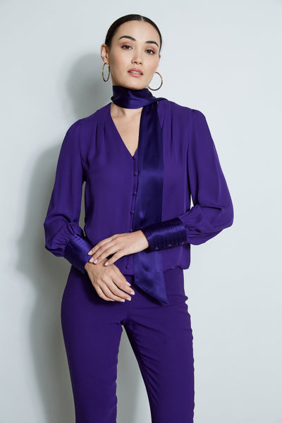 Blouson Satin Tie Shirt Image 2
