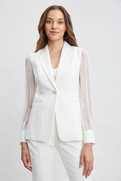 Chiffon Sleeve Jewel Button Blazer Image 1
